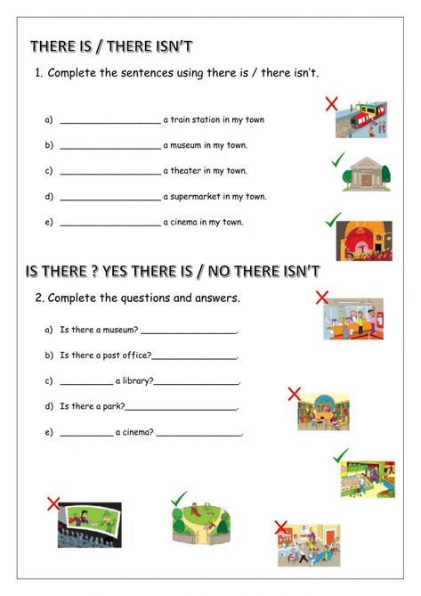 There is - there isn't - is there worksheet Is Isn't Worksheet, Yes It Is No It Isn't Worksheet, There Is There Are, English Lessons For Kids, Grammar Lessons, English As A Second Language (esl), Esl Teaching, English As A Second Language, Chest Workout