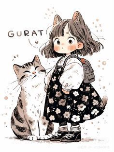 Cute Cat Drawing Aesthetic, 동화 삽화, Cute Cat Drawing, Cat Hacks, Cute Sketches, Hilarious Photos, Girly Art Illustrations, Chibi Drawings, Cute Doodle Art