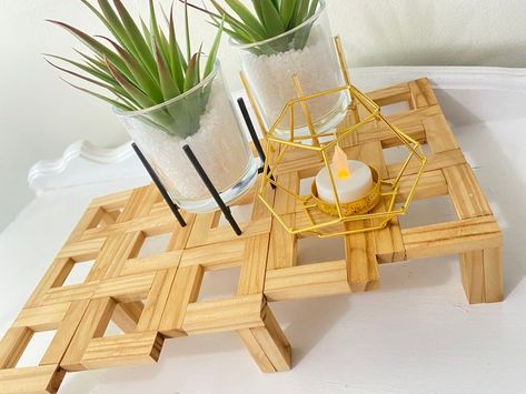 DIY JENGA BLOCK TRAY | Diy dollar tree decor, Jenga blocks, Dollar tree diy crafts Jenga Block Plant Stand Diy, Jenga Block Crafts, Diy Jenga, Jenga Diy, Jenga Crafts, Domino Crafts, Altar Space, Jenga Blocks, Diy Bowl