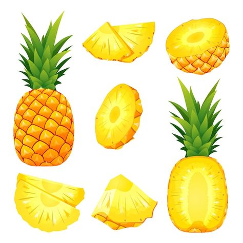 Half Drawing, Pineapple Photo, Pineapple Clipart, Pineapple Drawing, Pineapple Illustration, Pineapple Vector, Pineapple Graphic, Cartoon Body, Fruit Icons