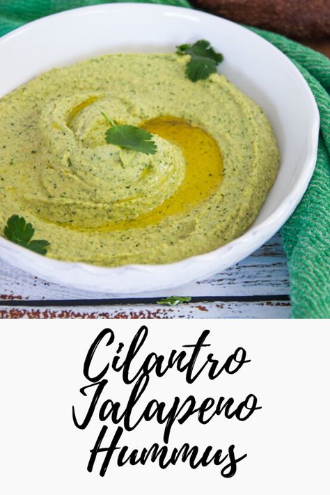 Cilantro Jalapeno Hummus » The Seasonal Junkie Jalapeno Hummus Recipe, Cilantro Jalapeno Sauce, Cook Dried Chickpeas, Jalapeño Hummus, Cilantro Jalapeno Hummus, Cilantro Hummus, Healthy Reciepes, Jalapeno Hummus, Hummus Flavors