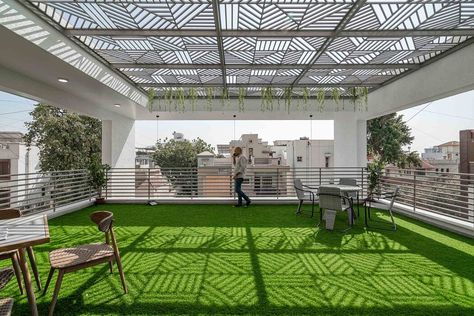 Prashant Parmar, Green Terrace, Shade House, Brick Cladding, Terrace Garden Design, Terrace Decor, Rooftop Terrace Design, Rooftop Design, Courtyard Design