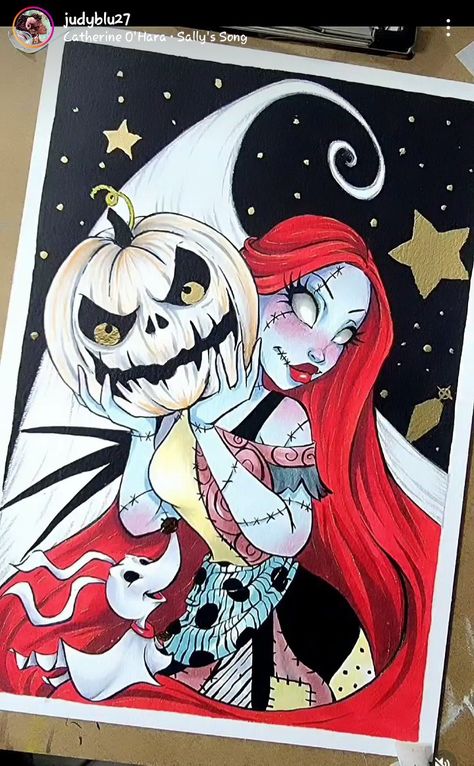 Sally And Jack Drawing, Sally Nightmare Before Christmas Drawing, Jack N Sally, Nightmare Before Christmas Drawing, Sally Drawing, Drawings On Canvas, Nightmare Before Christmas Art, Tim Burton Drawings, Nightmare Before Christmas Pictures