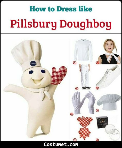 Pillsbury Halloween Costume, Pilsbury Doughboy Costume Diy, Pillsbury Dough Boy Costume, Pillsbury Doughboy Costume, Adult Costumes Diy, Chef Costume, Pillsbury Dough, Pillsbury Doughboy, Pumpkin Treat