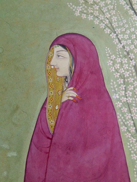 The Lady and the shawl. First generation after Nainsukh. Jasrota/Guler c1780. Rajasthan Painting, William Dalrymple, Adi Shakti, Mughal Miniature Paintings, South Asian Art, Mughal Paintings, Persian Miniature, Mughal Empire, Pichwai Paintings