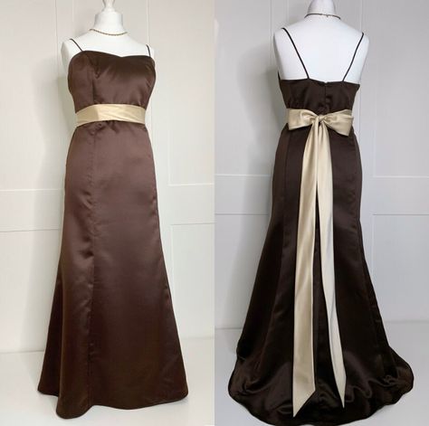 Vintage Dresses For Sale, Robes D'occasion, Vintage Prom, Satin Evening Dresses, Brown Satin, Prom Dresses Vintage, Black Tie, Retro Dress, Satin Dresses