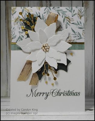 Poinsettia Cards, Stamped Christmas Cards, Simple Christmas Cards, Beautiful Christmas Cards, Homemade Christmas Cards, Stampin Up Christmas Cards, Christmas Card Crafts, Designer Series Paper, Diy Christmas Cards