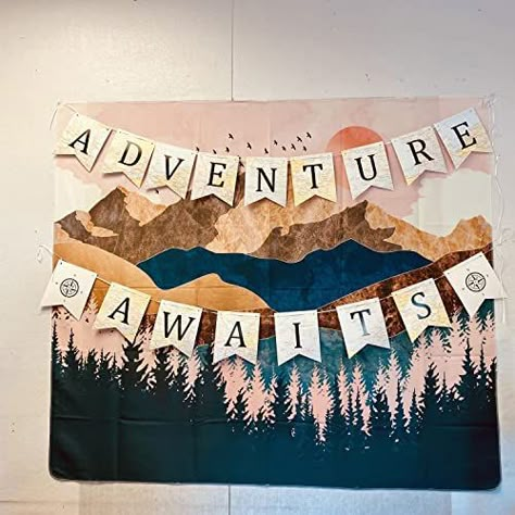 Adventure Awaits Party Decorations, Adventure Awaits Engagement Party, Hiking Retirement Party, Adventure Awaits Graduation Party Theme, Adventure Awaits Retirement Party, Adventure Awaits Party Theme, Camping Theme Retirement Party, Montana Themed Party, Adventure Themed Party