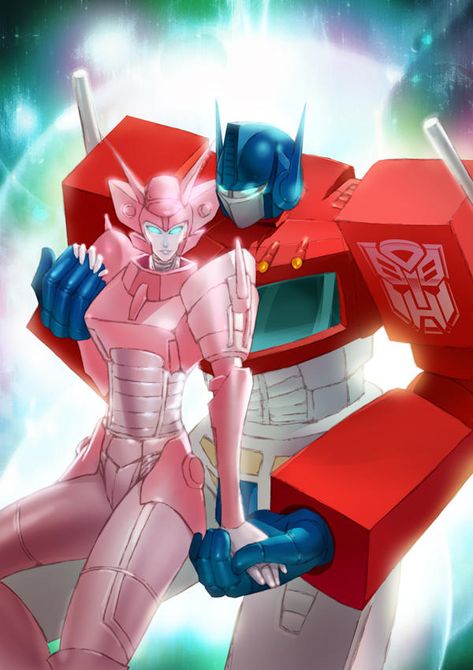 Optimus Prime and Elita One by yhykurama Optimus Prime And Elita One, Elita One, Transformers Girl, Arcee Transformers, Transformers Generation 1, Orion Pax, Transformers Funny, Transformers Design, Transformers Autobots