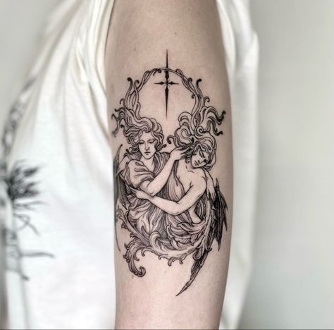 Furies Greek Mythology Tattoo, Erinyes Tattoo, Atalanta Greek Mythology Tattoo, The Furies Greek Mythology, Helen Of Troy Tattoo, Aphoridite Tattoo, Erinyes Greek Mythology, Hypatia Tattoo, Three Fates Tattoo Greek Mythology