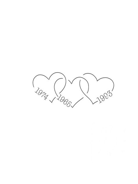 Girly Family Tattoos, Heart Date Tattoo, Family Tattoo Stencil, Abc Tattoo, Love Heart Tattoo Designs, Family Tattoo Ideas For Women, Loved Ones Tattoos, Tattoos For Family, Tattoos For Lost Loved Ones