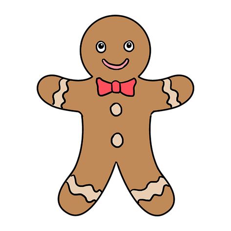 How to Draw a Gingerbread Man - Really Easy Drawing Tutorial Snow Man Drawing Easy, Gingerbread Stem, Gingerbread Drawing, Draw A Gingerbread Man, Gingerbread Man Drawing, Cookie Drawing, Easy Christmas Drawings, Xmas Drawing, Winter Drawings