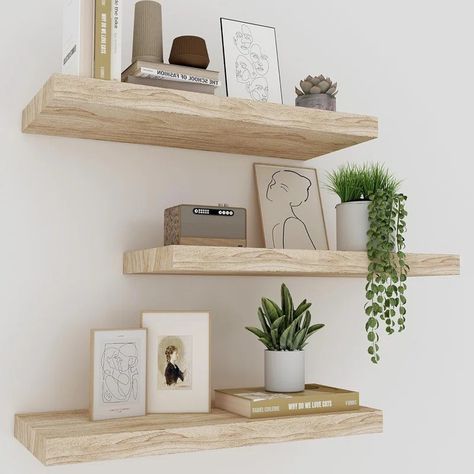 High Shelf Decorating, Shelves Above Desk, White Floating Shelf, Floating Shelves Bedroom, Wood Floating Shelf, Rustic Wall Shelves, Floating Shelf Decor, Shelves For Wall, Floating Corner Shelves