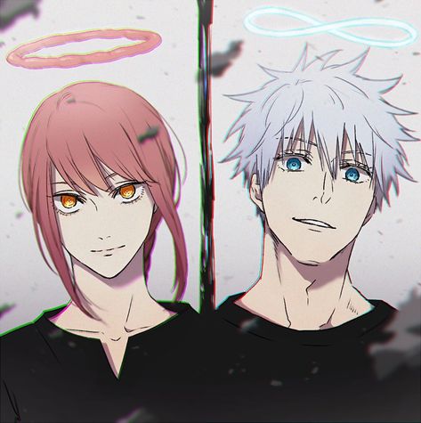 °𝓒𝓱𝓪𝓲𝓷𝓼𝓪𝔀 𝓜𝓪𝓷𝕩𝓙𝓾𝓳𝓾𝓽𝓼𝓾 𝓚𝓪𝓲𝓼𝓮𝓷. Duo Anime Characters, Csm Trio Matching, Anime Duo Icon, Trio Relatable, Chainsaw Man X Jujutsu Kaisen, Chainsaw Man Characters, Anime Duo, Gojo Icons, 다크 판타지