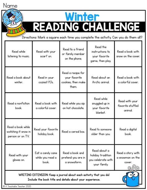 Christmas Break Reading Challenge, Bingo Reading Challenge 2023, Winter Reading Challenge For Kids, January Library Activities, Christmas Reading Challenge, Winter Phonics Activities, January Reading Challenge, Winter Break Activities For Kids, Winter Reading Challenge