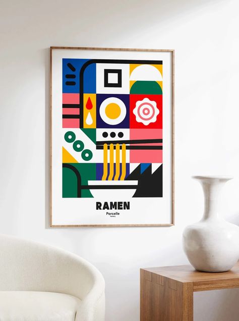 Affiches - Parcelle Factory Ramen Art, Minimal Illustration, Typo Poster, Design Japonais, Japon Illustration, Tableau Design, Deco Retro, Minimal Design, Illustrations Posters