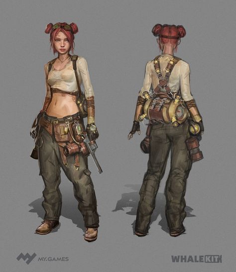 ArtStation - Steampunk character Post Apocalyptic Character Design Female, Apocalypse Art Character Concept, Character Art Apocalyptic, Apocalyptic Clothing Drawing, Steampunk Tinkerer Aesthetic, Steampunk Alchemist Character Design, Welder Character Design, Dystopian Concept Art Character Design, Fantasy Post Apocalyptic