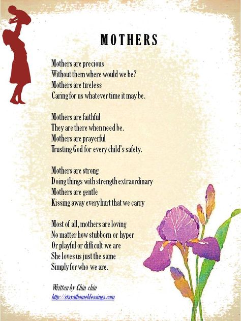 poems about mothers - Yahoo Image Search Results Poems About Mothers, My Mother Poem, Poems About Mothers Love, Happy Mothers Day Poem, Scripture Tea, Poems In English, Rhyming Poems, I Miss My Mom, Mom Poems