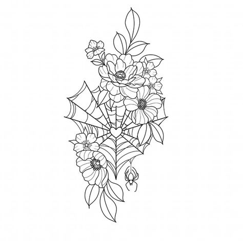 Wrap Round Tattoos, Unique Back Piece Tattoo, Floral Shoulder Tattoo Stencil, Flowers With Spider Webs Tattoo, Front Of Arm Tattoo Women, Dv Tattoos For Women, Walkin Tattoo Ideas, Rib Tattoo Stencil, Flower Sleeve Tattoo Stencil