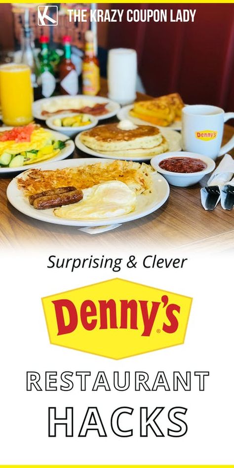 Dennys Breakfast, Restaurant Hacks, Denny's Restaurant, Ihop Pancakes, Money Saving Hacks, Scrambled Eggs With Cheese, Starbucks Hacks, Breakfast Hack, Kids Eat Free