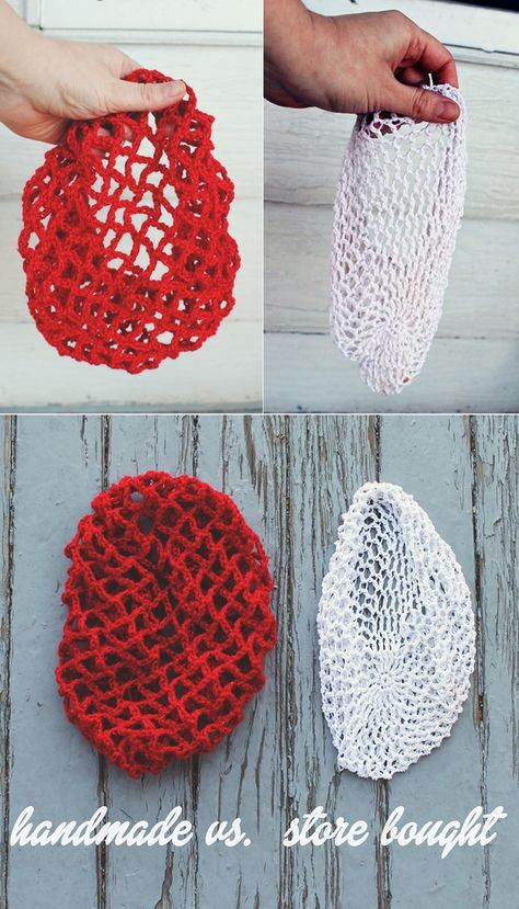 vintage pin up style hair snood handmade vs store bought Snood Pattern, Crochet Snood, Bandeau Au Crochet, Crocheted Bags, Knitting And Crochet Patterns, Confection Au Crochet, Vintage Crochet Patterns, Mode Crochet, Bonnet Crochet