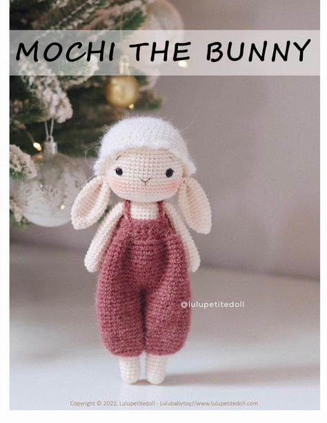 Crochet Doll Overalls Free Pattern, Mochi Crochet Pattern Free, Free Crochet Bunny Pattern, Crochet Bunny With Overalls, Rabbit Crochet Pattern Free, Crochet Bunny Pattern Free, Doll Crochet Pattern Free, Bunny Pattern Free, Bunny Crochet Pattern Free