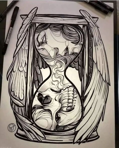 Mystical Tattoos, Hourglass Tattoo, Theme Tattoo, Tattoos For Black Skin, Tattoo Stencil Outline, Dark Art Tattoo, Tattoo Portfolio, Tattoo Art Drawings, Dark Tattoo