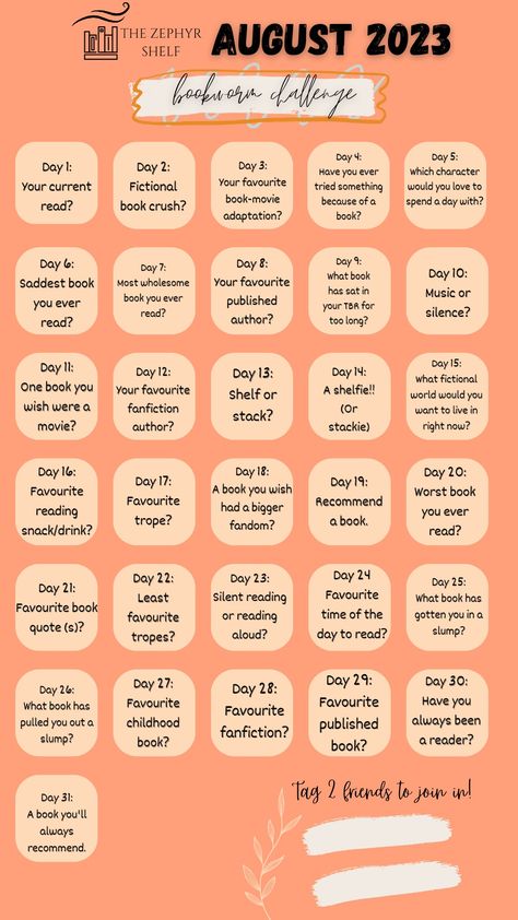 Daily bookish questions of the day for the month of August. Daily Challenges Fun, Daily Challenges, Quick Saves