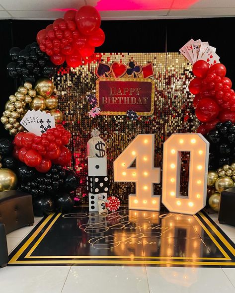 40th Birthday Vegas Theme, Las Vegas Party Theme Decorations, 21st Birthday Vegas Theme, Lucky In Love Theme, Las Vegas Birthday Party, Casino Birthday Party Decorations, A Night In Vegas Theme, Old Vegas Theme Party, Vegas Theme Party Decorations