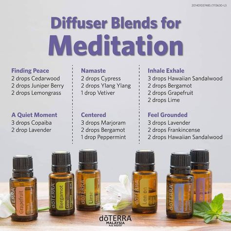 Essential Oil For Meditation, Morning Oil Blends, Meditation Diffuser Blend, Meditation Oil Blend, Doterra Breathe Diffuser Blends, Doterra Night Time Diffuser Blends, Meditation Essential Oil Blend, Night Time Diffuser Blends, Breathing Patterns