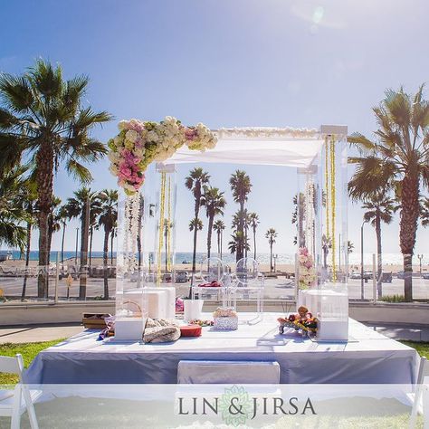 Clear Mandap, Floating Mandap, Modern Mandap, Ocean Backdrop, Mandap Design, Clear Umbrella, Wedding Decor Photos, The Beauty Of Nature, Design Model