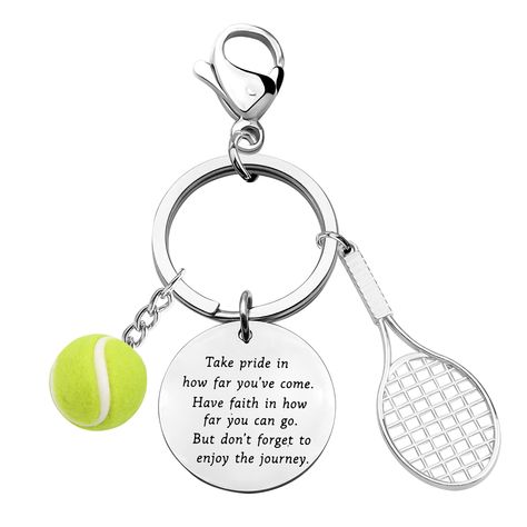 PRICES MAY VARY. PACKAGE Each Tennis Ball Keychain Comes in a Elegant velvet jewelry pouches and ready for gift giving. MATERIAL&SIZE This tennis team keychain charms Made of Environmentally Stainless Steel, Safety and non-deformation. Key chain pendant 1.18 inches diameter. keyring diameter: 1.18inches. This tennis keychains make the Perfect Gift For Tennis Players, Tennis Teams and Tennis Coaches for birthday, end of season, tournaments or just because. This is a special gift for who like to p Gifts For Tennis Players, Tennis Team Gifts, Captain Gifts, Tennis Jewelry, Keychain Black, Keychain Gifts, Tennis Accessories, Tennis Fan, Tennis Team