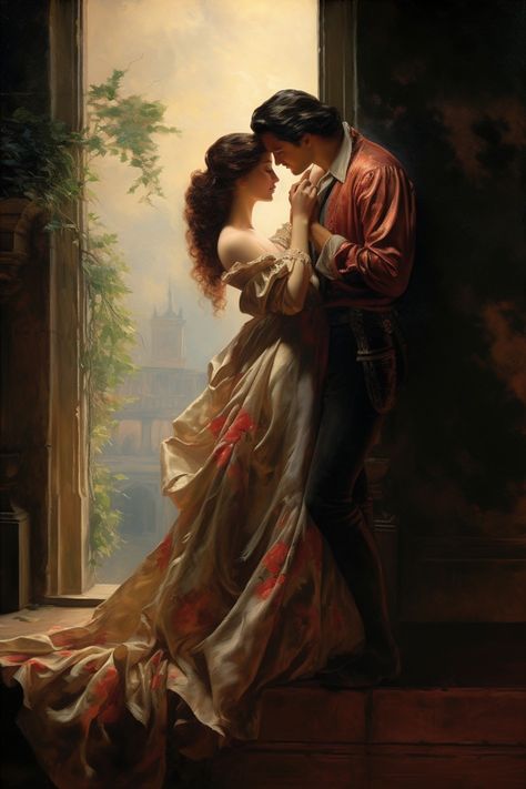 Victorian Couple Aesthetic, Romantic Era Art, Vintage Romance Art, Historical Romance Art, Painting Romantic, Potrait Painting, Romance Covers Art, Three Eyes, Old Fashioned Love