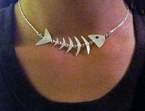 Sterling Silver Fish Bones Necklace Fish Skeleton Necklace, Fish Bone Earrings, Bones Necklace, Fish Bone Necklace, Skeleton Necklace, Fish Bones, Bone Earrings, Bone Necklace, Bone Jewelry