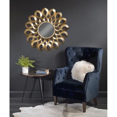 Everly Quinn Kinzey Glam Accent Mirror | Wayfair Starburst Mirror, Stained Doors, Painting Countertops, Center Of Attention, Pressure Washer Accessories, Keyhole Hanger, Gold Waves, Fence Paint, Grill Cover