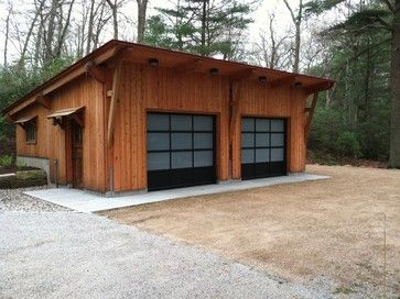 Two car garage contemporary garage and shed Timber Frame Garage, Contemporary Sheds, Contemporary Garage, Post And Beam Home, Carport Garage, Barn Garage, Modern Garage, Garage Apartments, Shop Buildings