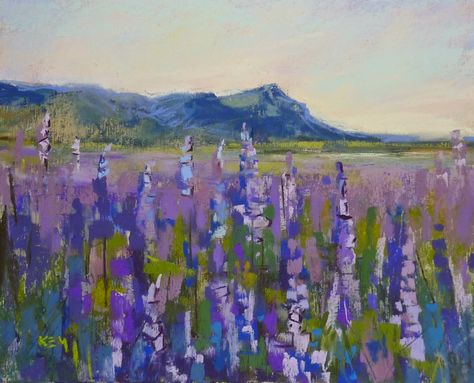 Karen Margulis "To Be Among the Lupine" 8x10 pastel Iceland Painting Landscapes, Landscape Pastel, Simple Composition, Iceland Trip, Galleria D'arte, Plein Air Landscape, Pastel Sec, Pastel Landscape, Intuitive Painting