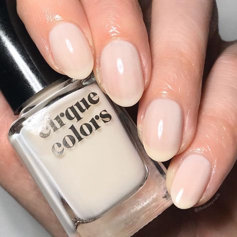 Kiersten on Instagram: “@cirquecolors Linen from the recently released #cirquecolorssheers ☁️ 2 coats + topcoat of this sheer milky white for a fresh, clean look…” Milky White Nail Polish, Milky White Nail, Ivory Nails, 4th Of July Makeup, Natural Looking Nails, White Manicure, White Nail Polish, White Polish, Jelly Nails