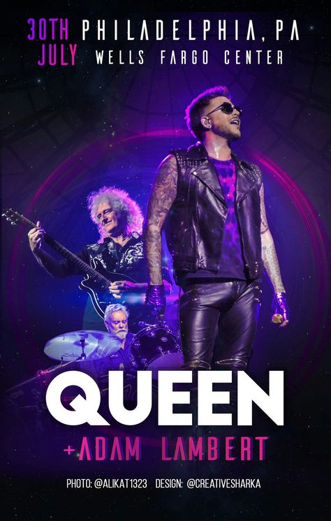 ADAM LAMBERT & QUEEN - Philadelphia, PA - 30th July 2017 - Poster Queen Adam Lambert Tour, Queen With Adam Lambert, Adam Lambert Concert, Hammer To Fall, 2023 Poster, Wells Fargo Center, Queen Poster, We Are The Champions, Queen Love