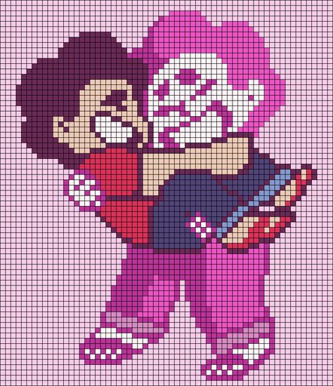 Steven Universe Crochet Pattern, Crochet Graph Patterns Anime, Steven Universe Perler Beads Pattern, Steven Universe Alpha Pattern, Steven Universe Cross Stitch, Adventure Time Alpha Pattern, Steven Universe Pixel Art, Anime Alpha Pattern, Pokemon Cross Stitch Patterns