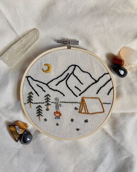 Art Backpack, Outdoor Embroidery, Mountain Embroidery Simple, Mountains Embroidery, Travel Embroidery, Minimalist Embroidery, Small Mountain Embroidery, Mountain Embroidery, Mountain Embroidery Pattern