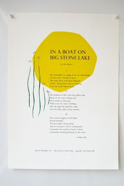 "IN A BOAT BY BIG STONE LAKE" by Robert Bly Chapbook Design, Robert Bly, Poetry Book Design, Children's Book Layout, Poetry Design, Poem Design, Zine Design, Magazine Layout Design, Book Shop