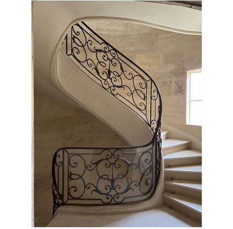 Christina Cole on Instagram: "Research.🤍" Christina Cole, Outdoor Staircase, Cast Iron Gates, Wrought Iron Handrail, Iron Handrails, Custom Railing, Staircase Railing Design, Iron Staircase, Iron Stair Railing