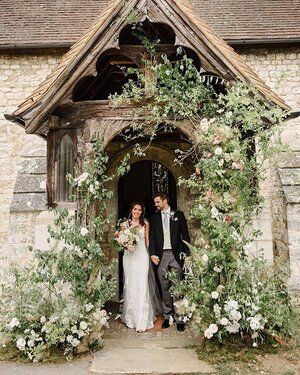 Arch Installation, Aisle Florals, Wild Floral Arrangements, Church Entrance, Romantic Wedding Flowers, Floral Installations, Church Flowers, Floral Arch, Garden Roses