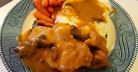 This recipe make the pork chops get very tender in the Crock Pot. The slow cooker does all the work, resulting in a delicious meal. Hope you enjoy! Golden Mushroom Pork Chops, Mushrooms Crockpot, Mushroom Soup Crockpot, Mushroom Soup Pork Chops, Golden Mushroom, Pork Sausage Recipes, Golden Mushroom Soup, Pork Chop Recipes Crockpot, Mushroom Pork Chops