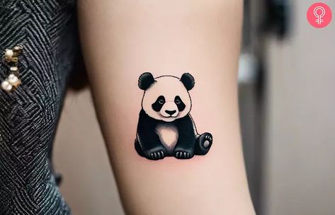 Panda Tattoo Ideas For Women, Mini Panda Tattoo, Panda Tattoo Men, Tato Panda, Panda Tattoo Small, Small Panda Tattoo, Cute Panda Tattoo, Tattoos Panda, Tattoo Panda