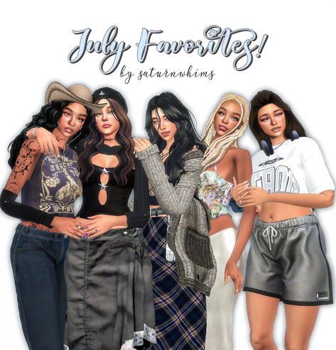 July Favorites | Patreon Sims 4 Office Cc Clothes, Sims 4 Custom Content Female, Sims Costume, Grunge Lookbook, Sims Lookbook, Four One Direction, Sims Download, Cc Shopping, Sims 4 Piercings