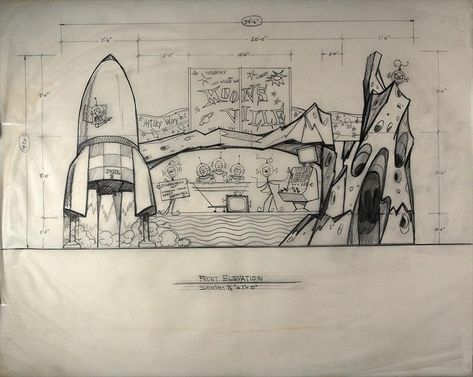 Theme Park Design Concept Art, Park Concept, Beverly Park, Magic Land, Disney Imagineering, Park Design, Disney Artists, Retro Space, Horror Themes