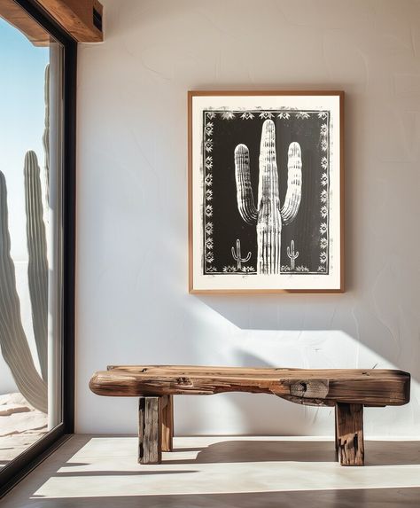 WESTERN ICON Saguaro Cactus Print, Large Wall Art, Cacti Wall Art, Southern Decor, Modern Wall Art, Western Art Poster, Cactus Art, Desert - Etsy Boho Southwestern Living Room, Southwest Fireplace, West Coast Interior, Desert Interior Design, Beverly House, Modern Southwest Decor, Southwestern Living Room, Western Minimalist, Mantle Art