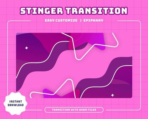 Stinger Transition, Theme Pink, Stream Overlay, Cute Themes, Design Girl, Stinger, Pink Stars, Epiphany, 16 9